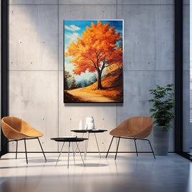 Peinture Arbre Automne, art mural décoration nature