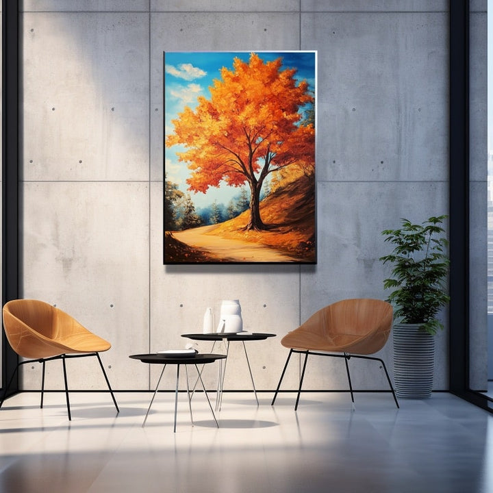Peinture Arbre Automne, art mural décoration nature