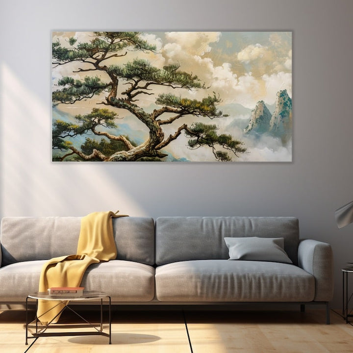 Peinture Arbre Chinois, art mural décoration nature