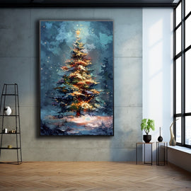 Peinture Arbre de Noël, art mural décoration nature