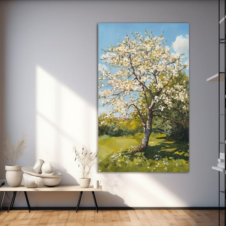 Peinture Arbre De Printemps, art mural décoration nature