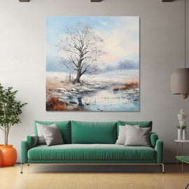 Peinture Matin d'Hiver Pastel, art mural décoration nature
