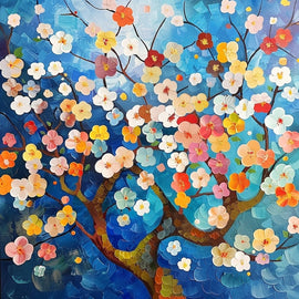 Peinture Arbre en Fleurs, art mural décoration nature