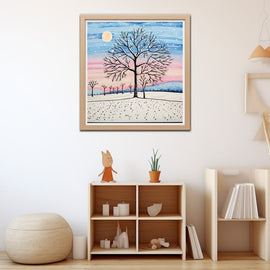 Peinture Arbre Hiver Maternelle, art mural décoration nature