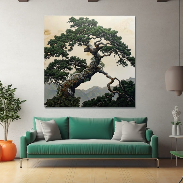 Peinture Arbre Japonais, art mural décoration nature