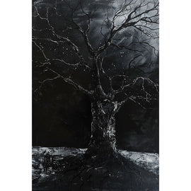 Peinture Arbre Noir et Blanc, art mural décoration nature