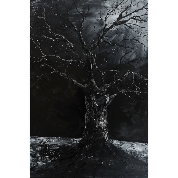 Peinture Arbre Noir et Blanc, art mural décoration nature