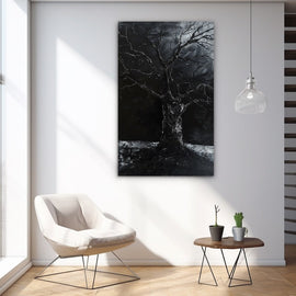 Peinture Arbre Noir et Blanc, art mural décoration nature