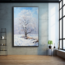 Peinture Arbre sous la Neige, art mural décoration nature