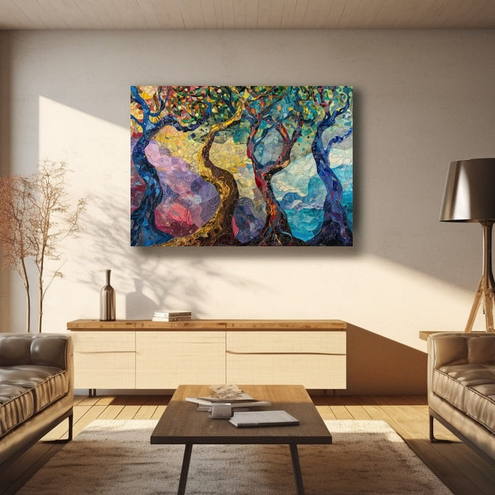 Peinture Arbres Abstrait, art mural décoration nature