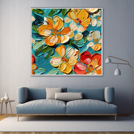 Peinture Au Couteau Fleurs, art mural décoration nature