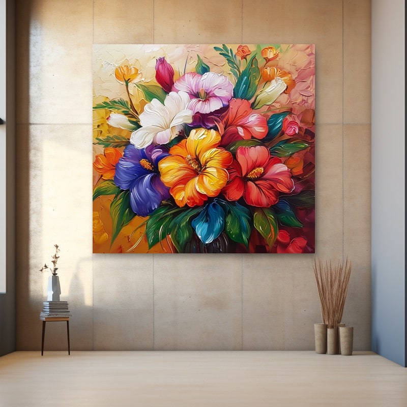 Peinture Au Couteau Fleurs Moderne