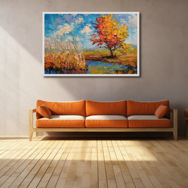 Peinture Au Couteau Paysage, art mural décoration nature