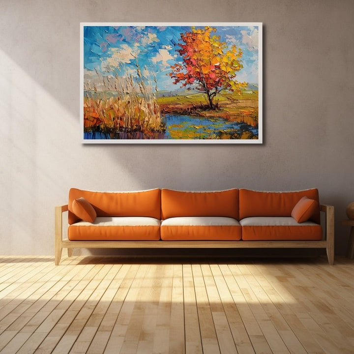 Peinture Au Couteau Paysage, art mural décoration nature