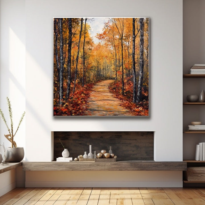 Peinture Allée Forestière d'Automne, art mural décoration nature