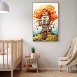 Peinture Automne Bébé, art mural décoration nature
