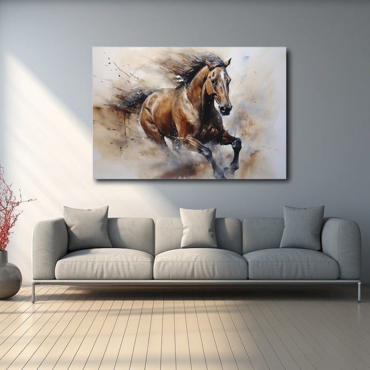 Cheval au Galop Expressif, art mural décoration nature