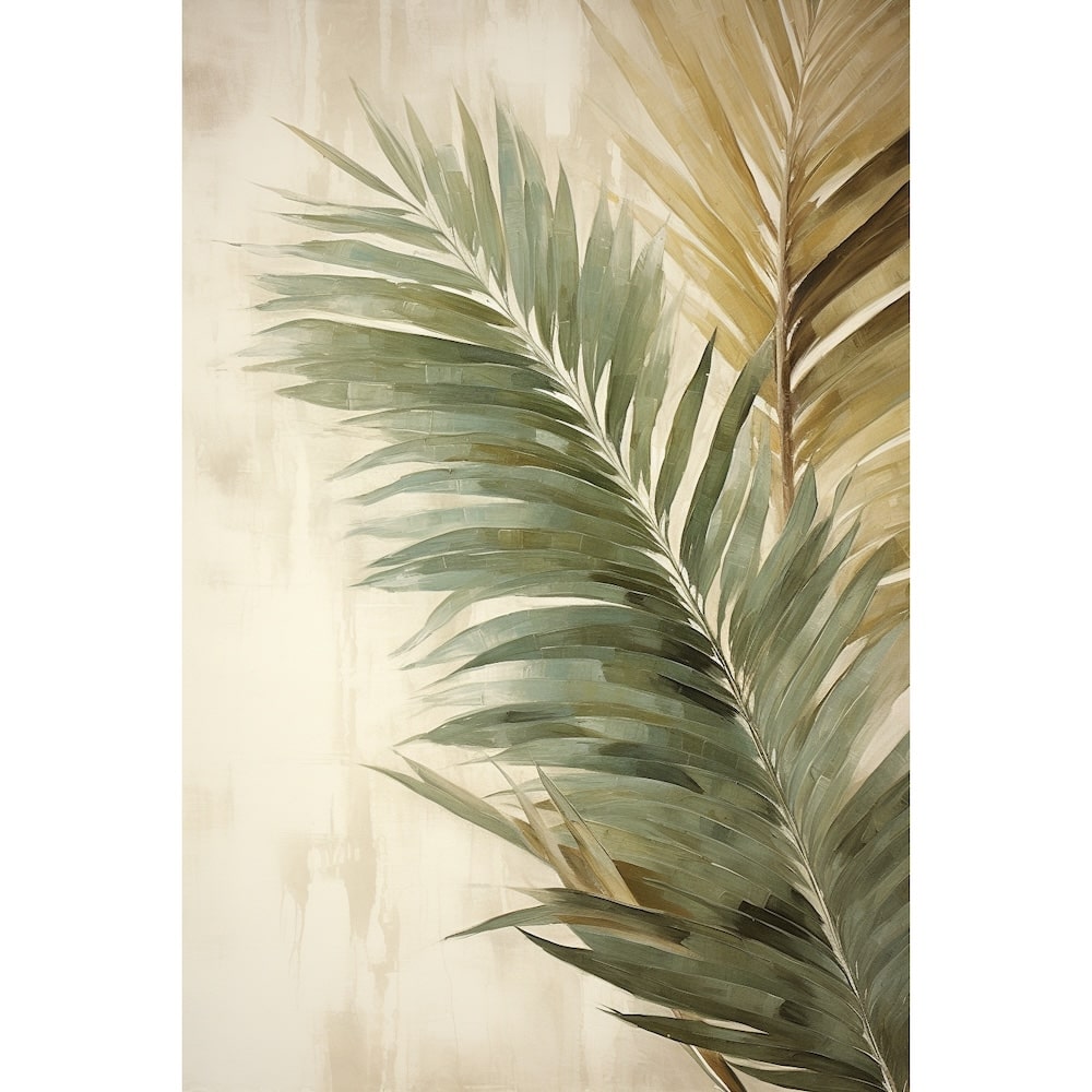 Tableau Peinture avec Feuille Palmier, art mural décoration nature
