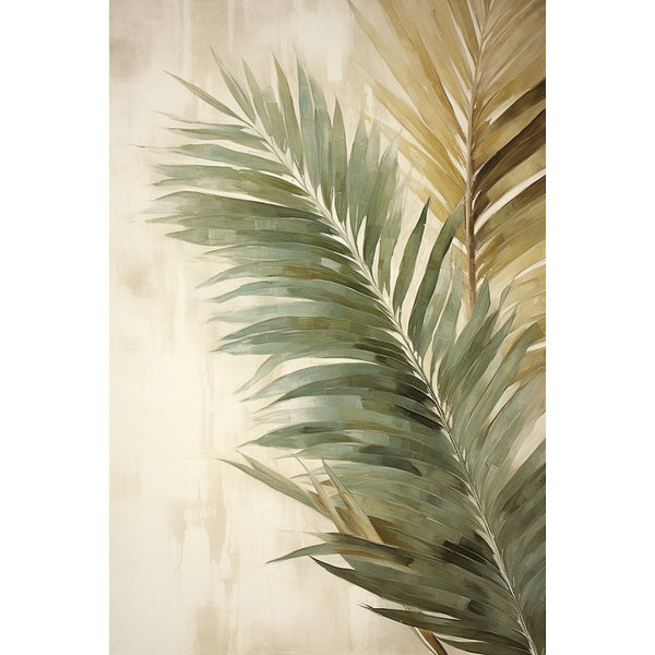 Tableau Peinture avec Feuille Palmier, art mural décoration nature