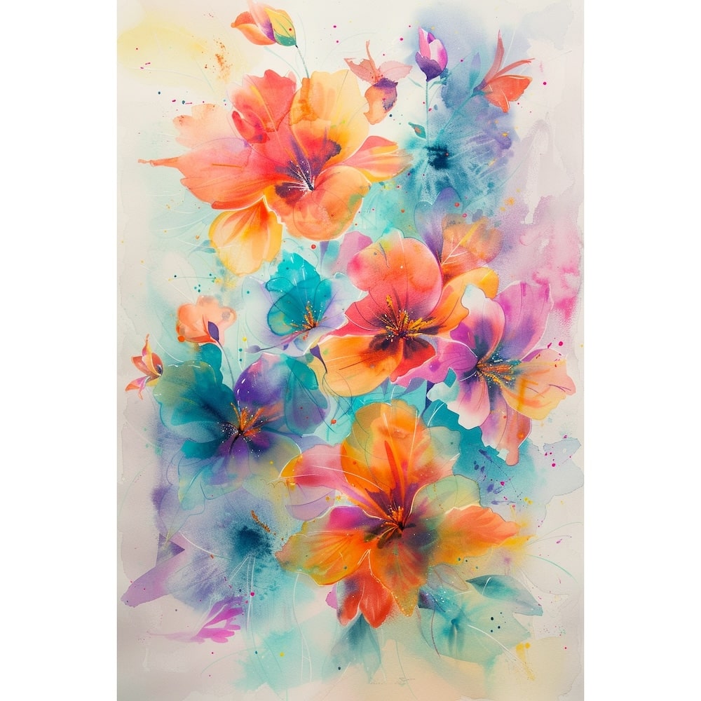 Peinture avec des Fleurs, art mural décoration nature
