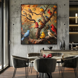 Peinture avec Oiseaux, art mural décoration nature