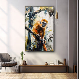 Peinture Gibbon Orange, art mural décoration nature