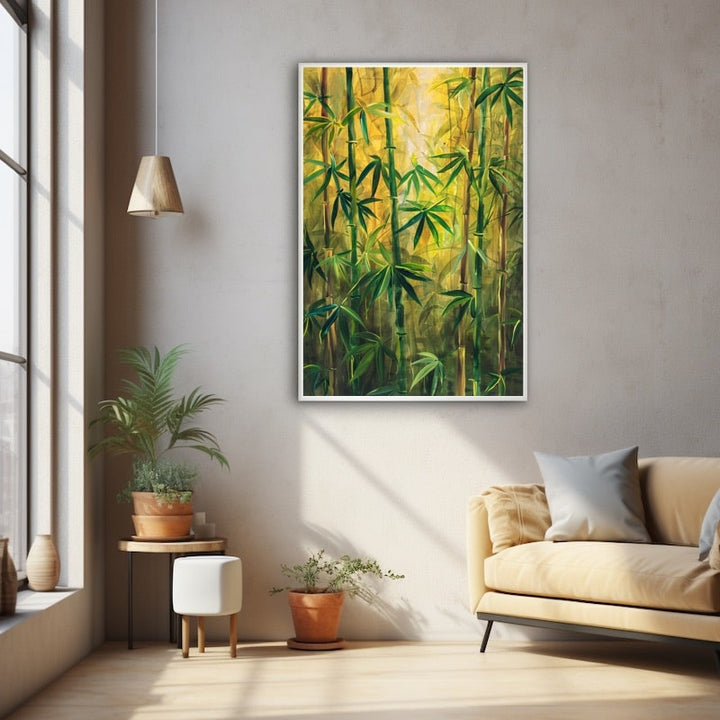 Peinture Bambou, art mural décoration nature