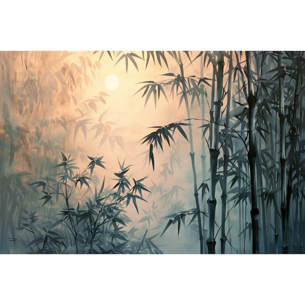 Peinture Zen Bambou, art mural décoration nature