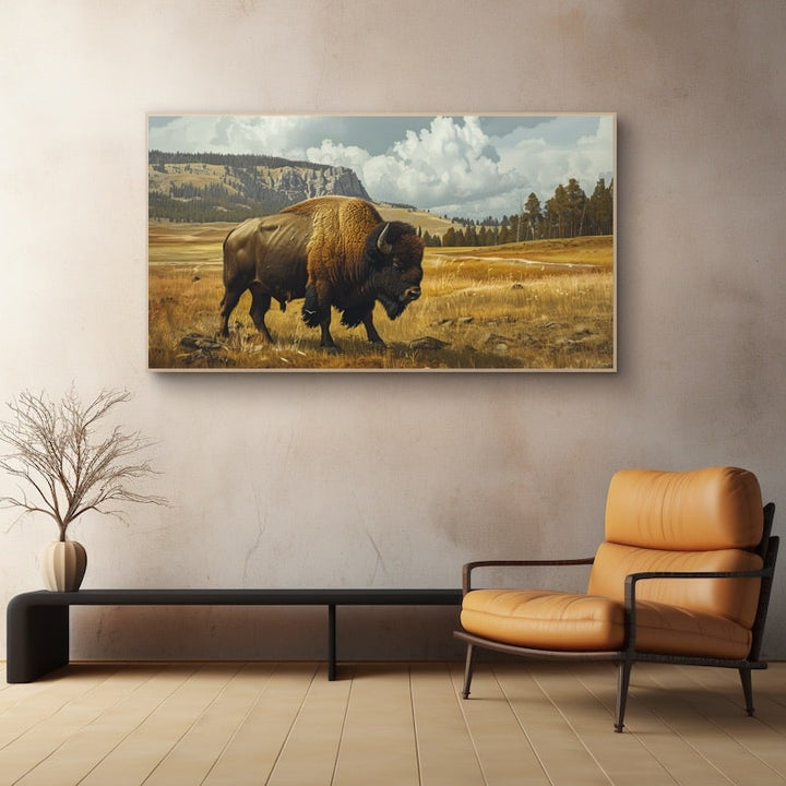 Peinture Bison, art mural décoration nature