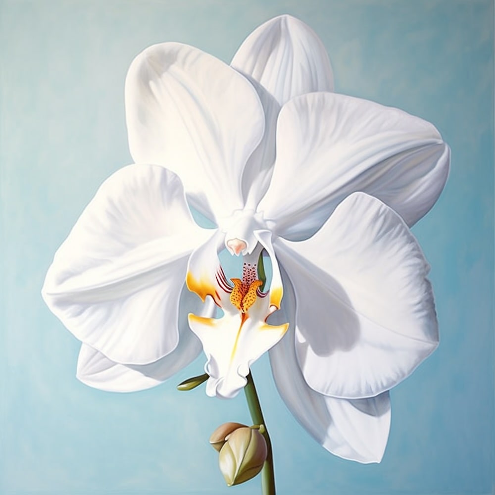 Peinture Orchidée Blanche, art mural décoration nature