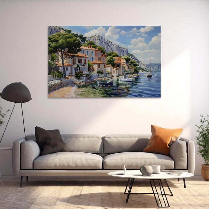 Peinture Bleu Bord de Mer, art mural décoration nature
