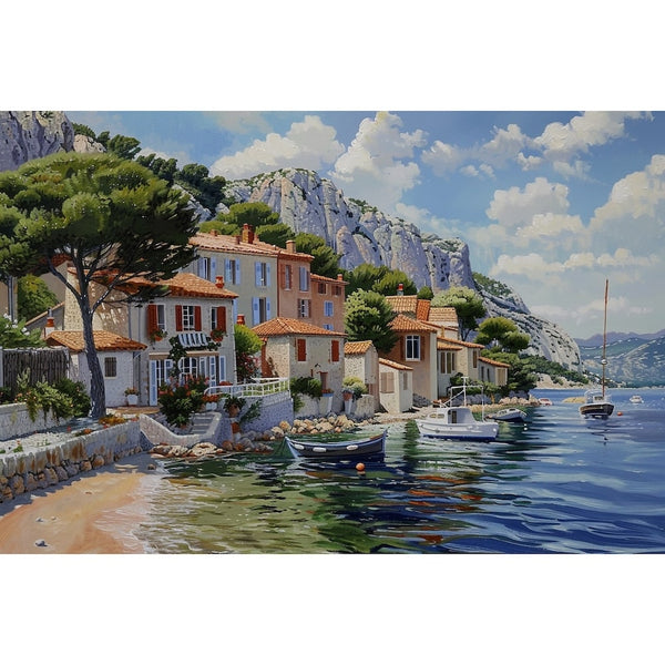 Peinture Bleu Bord de Mer, art mural décoration nature