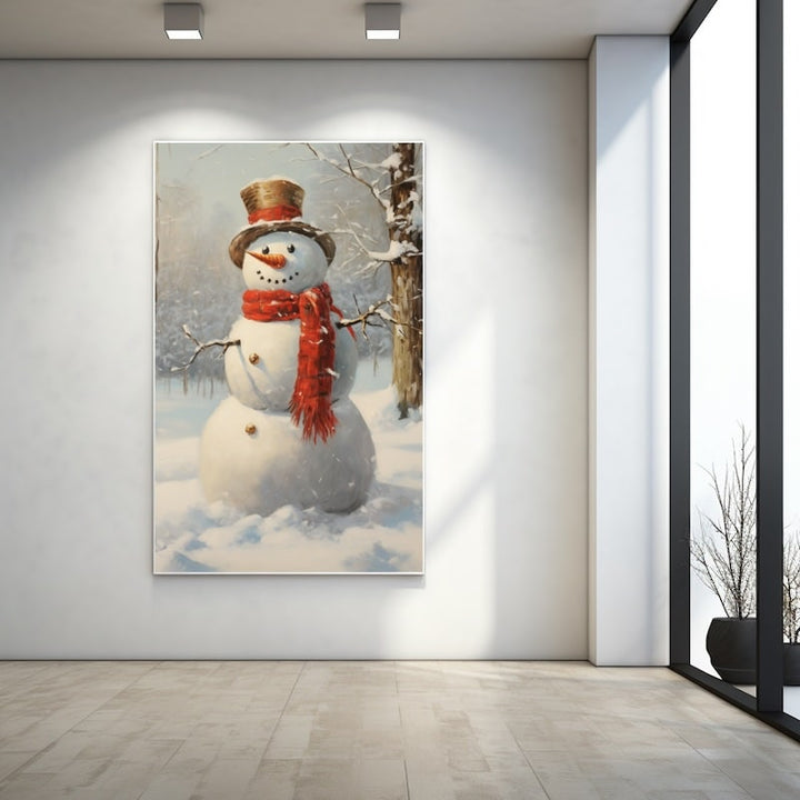 Peinture Bonhomme de Neige, art mural décoration nature