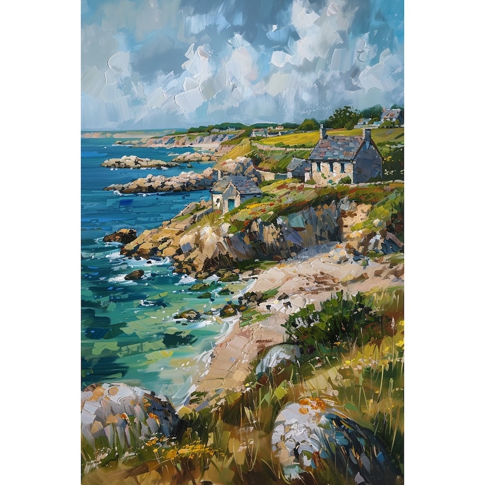 Peinture Bord de Mer Bretagne, art mural décoration nature