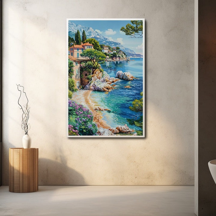 Peinture Bord de Mer Méditerranée, art mural décoration nature
