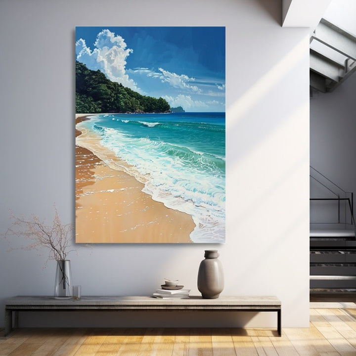 Peinture Bord de Mer Plage, art mural décoration nature