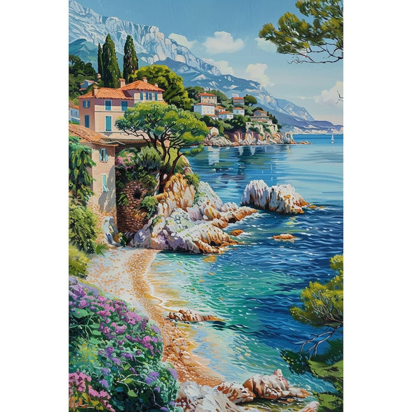 Peinture Bord de Mer Méditerranée, art mural décoration nature