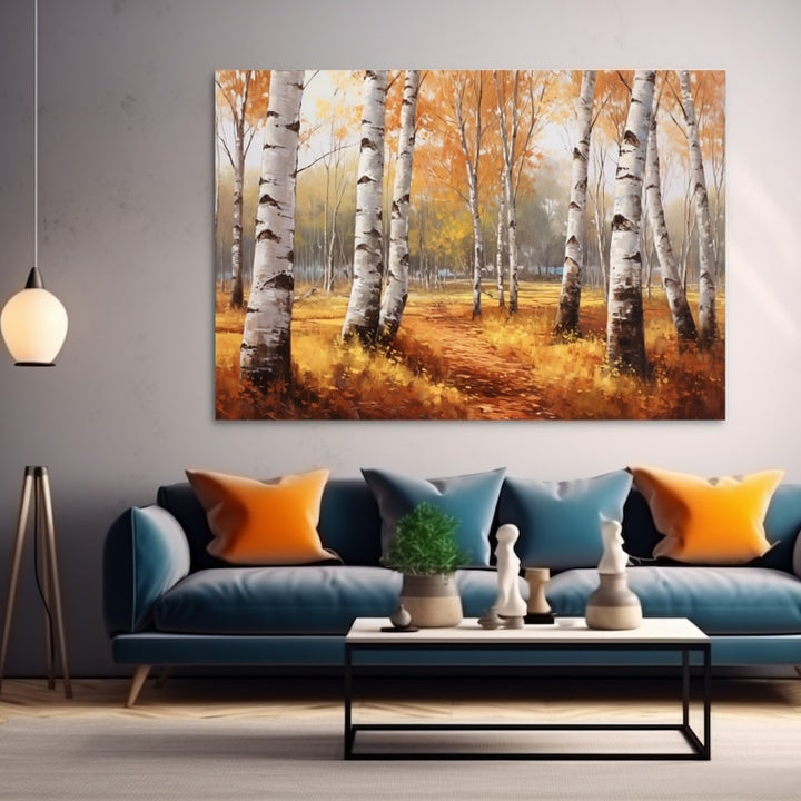 Peinture Bouleau, art mural décoration nature