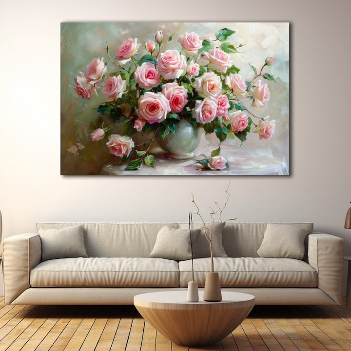 Peinture Bouquet de Roses, art mural décoration nature