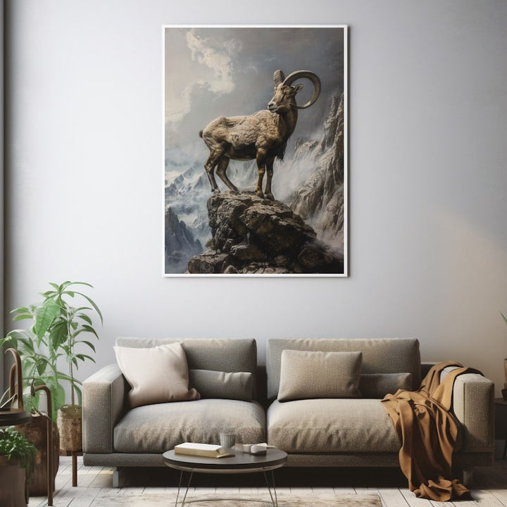 Peinture Bouquetin, art mural décoration nature