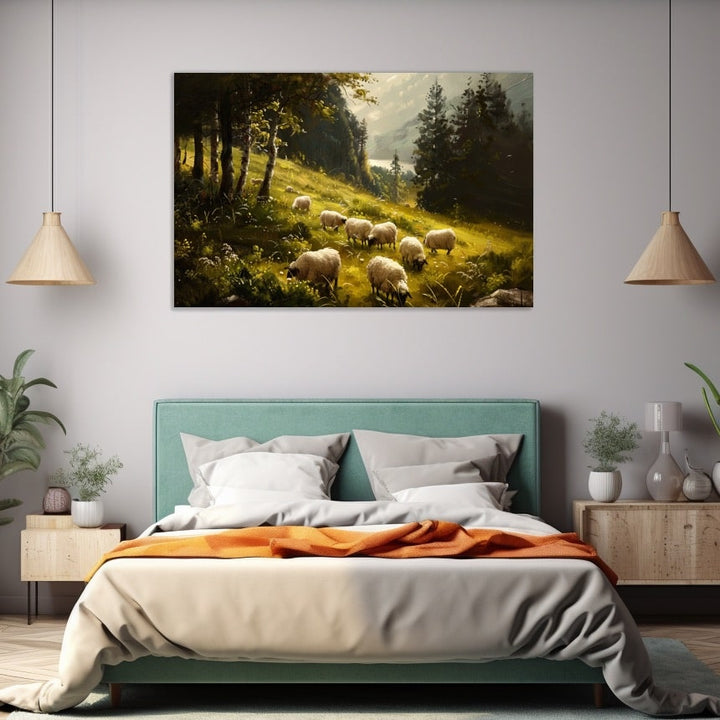 Peinture Brebis, art mural décoration nature