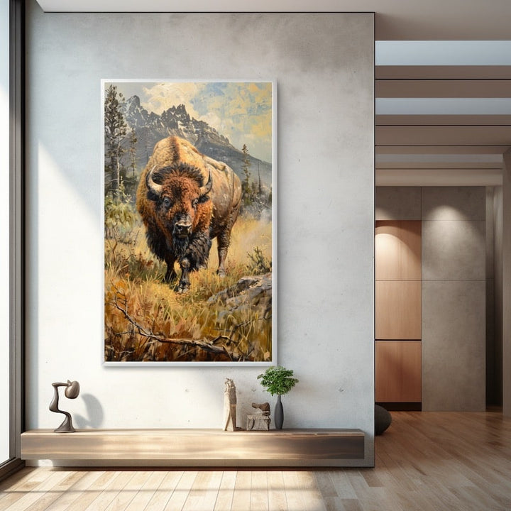 Peinture Buffle, art mural décoration nature