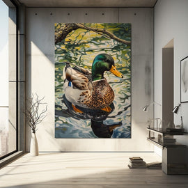 Peinture Canard Colvert, art mural décoration nature