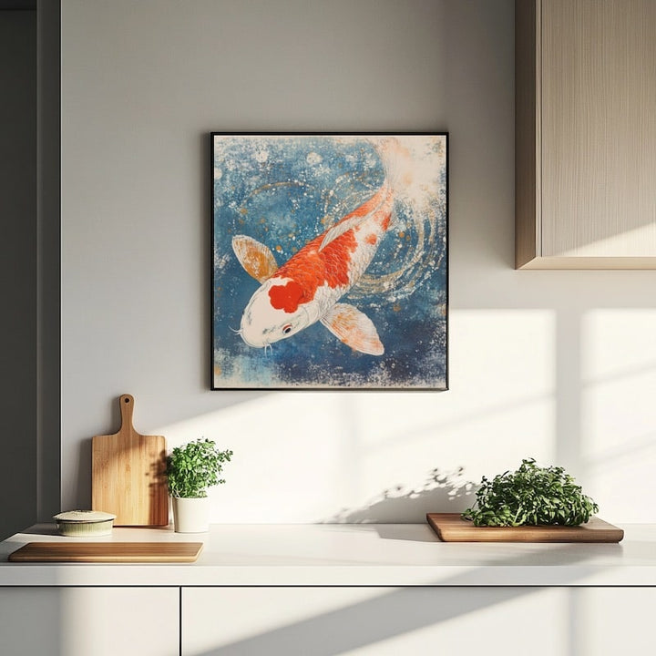 Peinture Carpe, art mural décoration nature