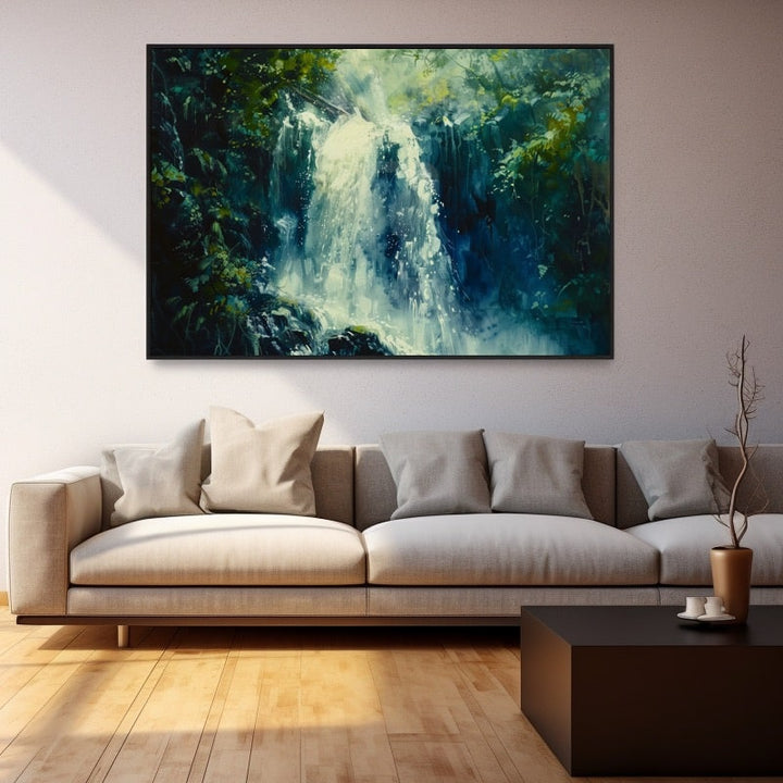 Peinture Cascade D'Eau, art mural décoration nature