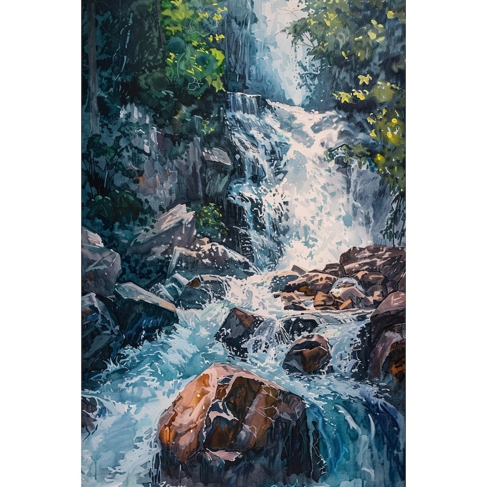 Peinture de Cascades Chutes, art mural décoration nature