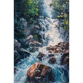 Peinture de Cascades Chutes, art mural décoration nature
