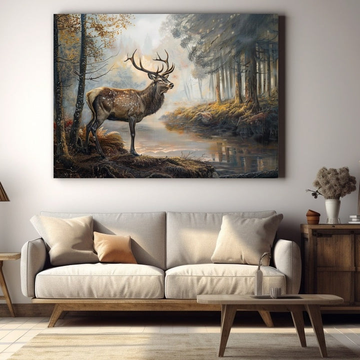 Peinture Cerf Biche, art mural décoration nature