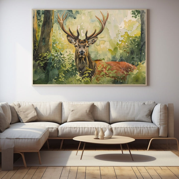 Peinture Cerf Couleur, art mural décoration nature