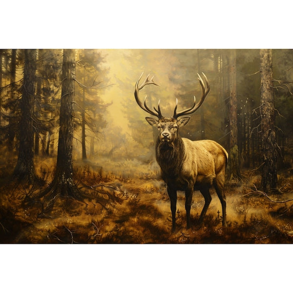 Peinture Cerf dans la Forêt, art mural décoration nature